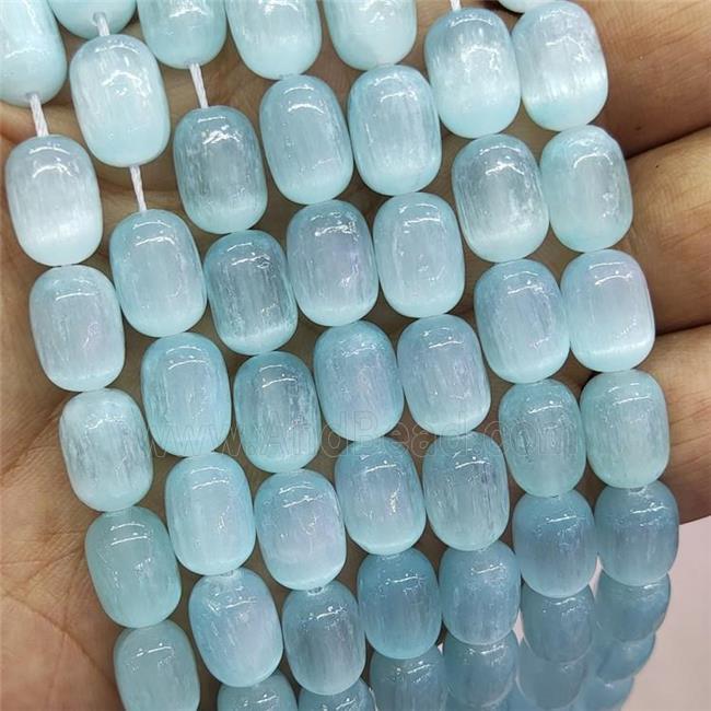 Teal Selenite Barrel Beads