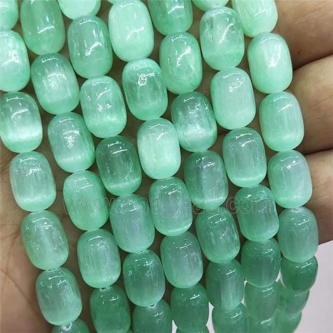 Green Selenite Barrel Beads