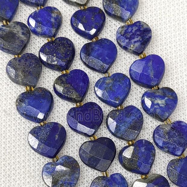 Natural Lapis Lazuli Heart Beads Faceted Blue