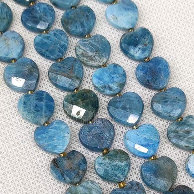 Natural Blue Apatite Heart Beads Faceted