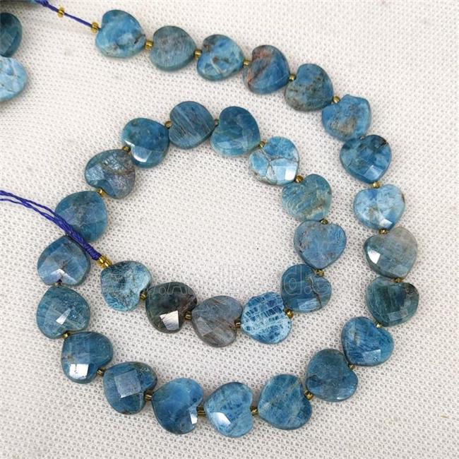 Natural Blue Apatite Heart Beads Faceted