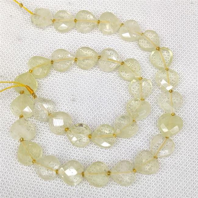 Natural Lemon Quartz Heart Beads Faceted
