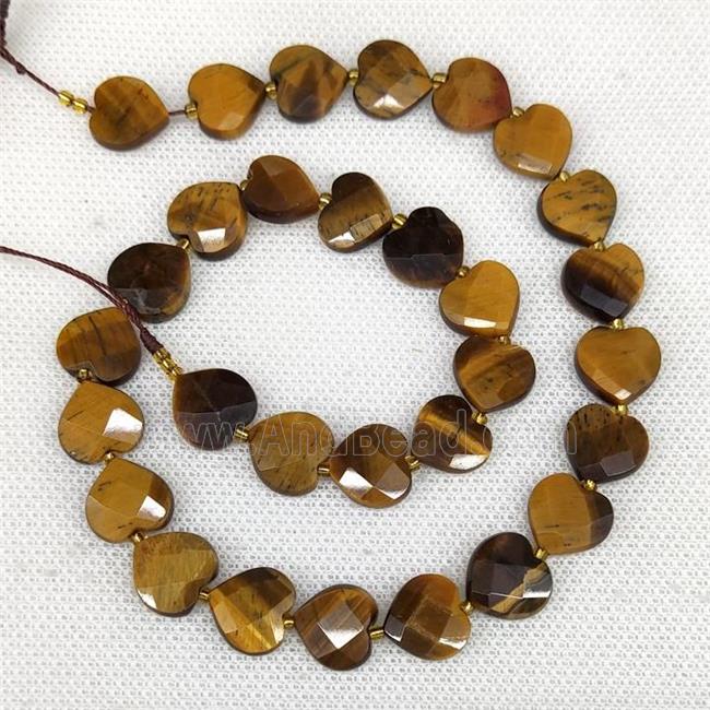 Natural Tiger Eye Stone Heart Beads Faceted