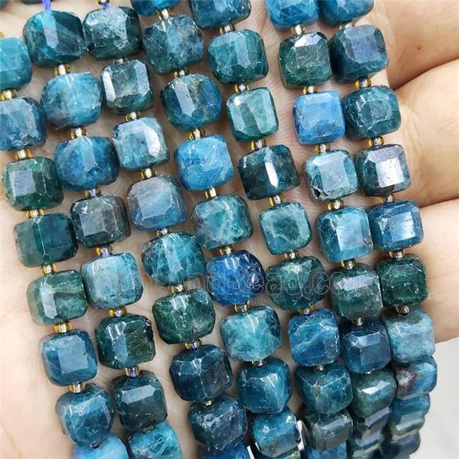 Natural Apatite Beads Blue Faceted Cube