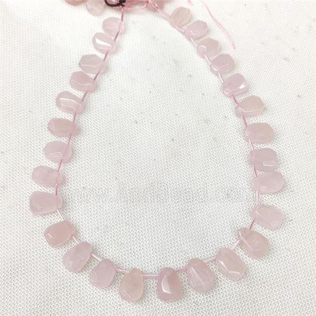Natural Pink Rose Quartz Teardrop Beads Faceted Topdrilled