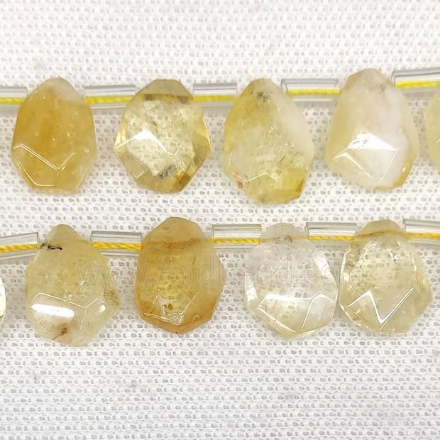 Natural Yellow Citrine Beads Faceted Teardrop Topdrilled