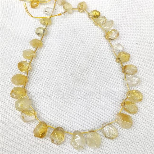 Natural Yellow Citrine Beads Faceted Teardrop Topdrilled