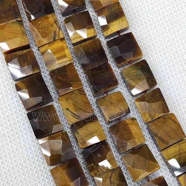 Natural Tiger Eye Stone Beads Faceted Square