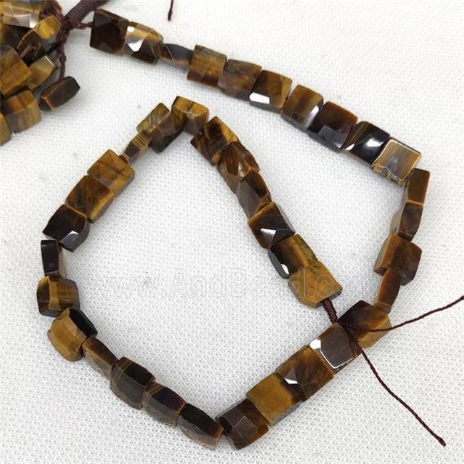 Natural Tiger Eye Stone Beads Faceted Square