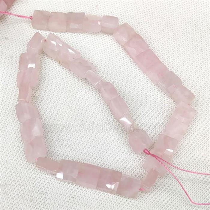 Natural Rose Quartz Beads Pink Faceted Square