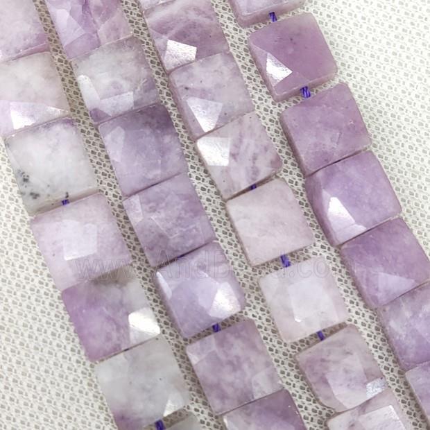 Natural Kunzite Beads Purple Faceted Square
