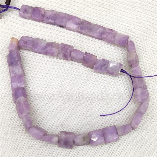 Natural Kunzite Beads Purple Faceted Square