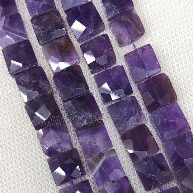 Natural Amethyst Beads Purple Faceted Square