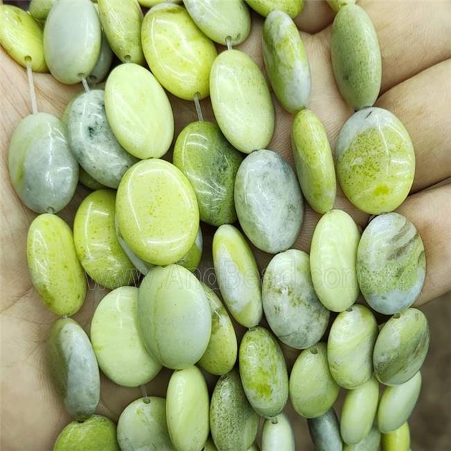 Natural Lemon Jade Oval Beads Olive