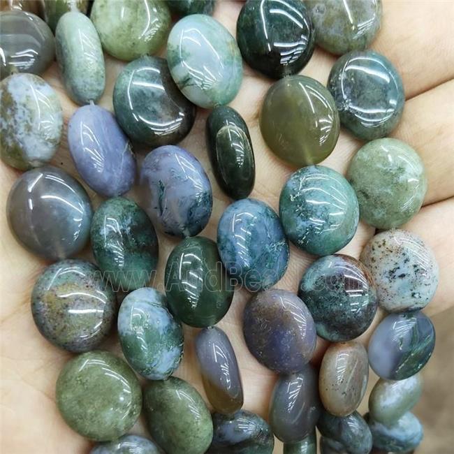 Natural Indian Agate Oval Beads Green