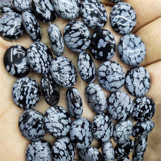 Natural Snowflake Jasper Oval Beads Black White