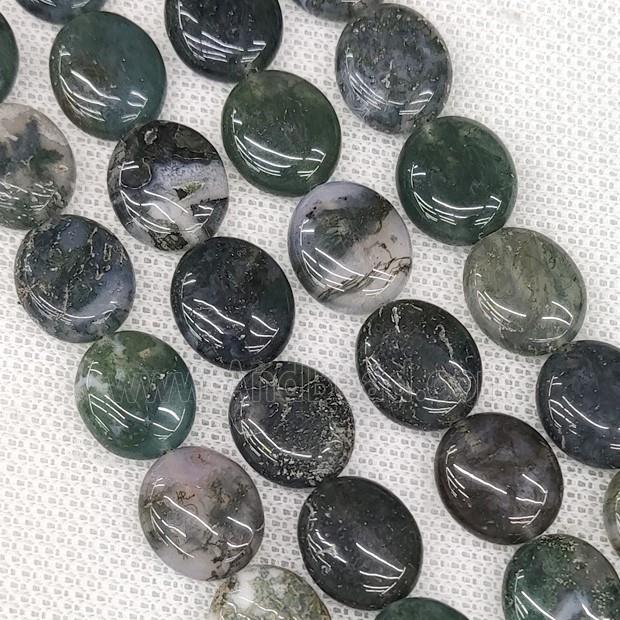 Natural Green Moss Agate Oval Beads
