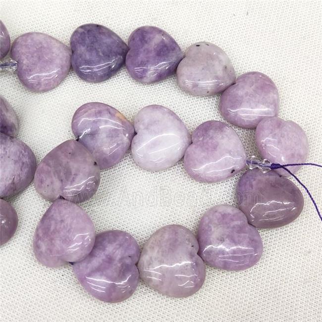 Natural Lepidolite Heart Beads Purple