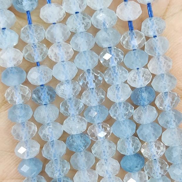 Natural Blue Aquamarine Beads A-Grade Faceted Rondelle