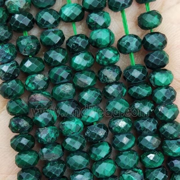 Natural Green Malachite Beads Faceted Rondelle