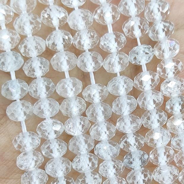 White Cubic Zirconia Beads Faceted Rondelle