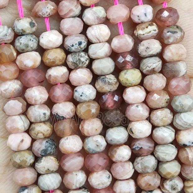 Natural Rhodochrosite Beads Pink Faceted Rondelle