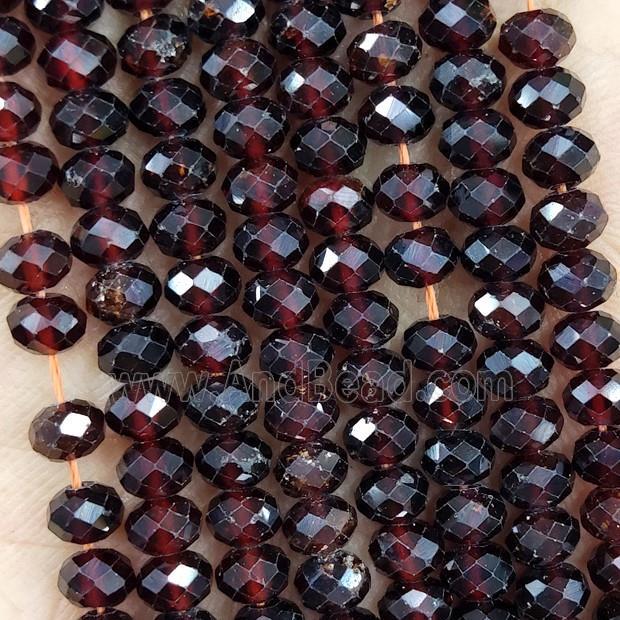Natural Garnet Beads DarkRed Faceted Rondelle