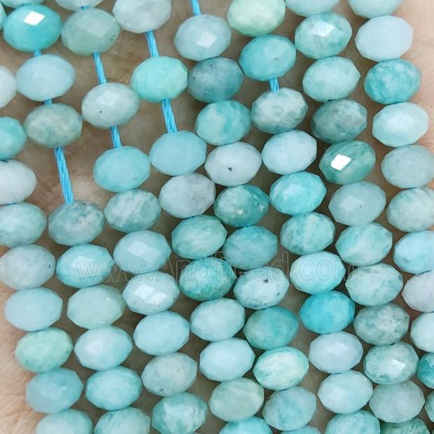 Natural Green Amazonite Beads B-Grade Faceted Rondelle
