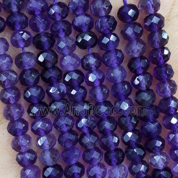 Natural Amethyst Beads Purple Faceted Rondelle