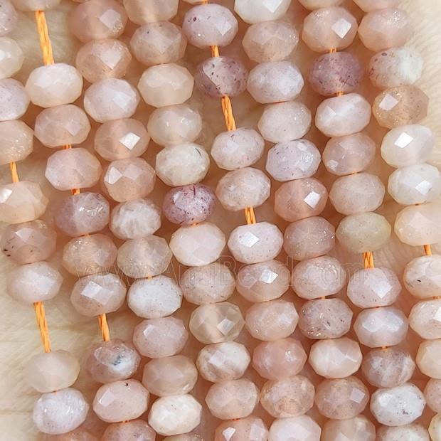 Natural Peach Moonstone Beads Faceted Rondelle