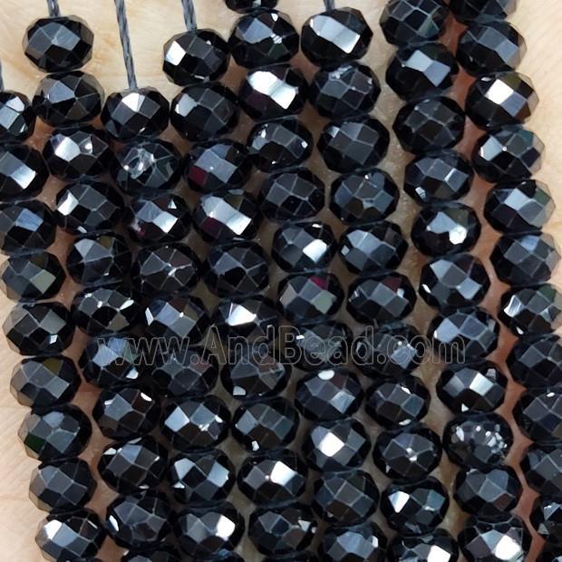 Natural Black Spinel Beads Faceted Rondelle