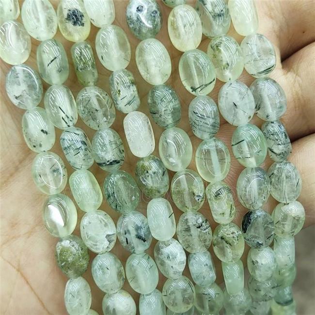 Natural Green Prehnite Oval Beads