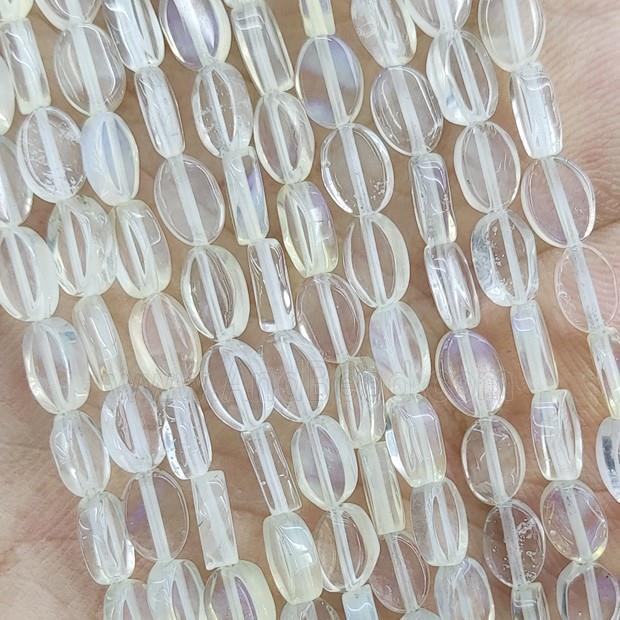 Synthetic Quartz Oval Beads Clear
