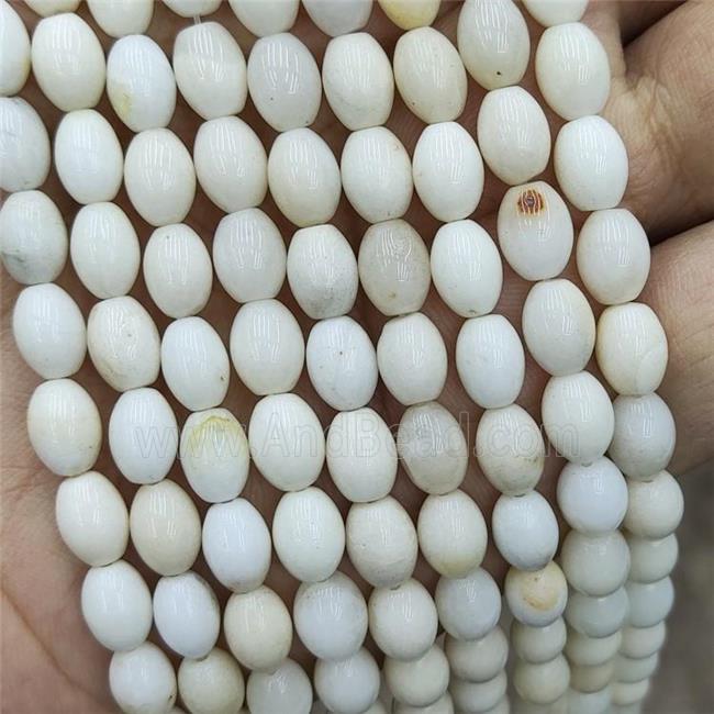 White Ivory Jasper Rice Beads