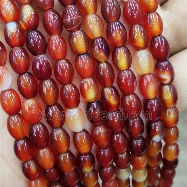 Natural Agate Beads Red Dye Rice