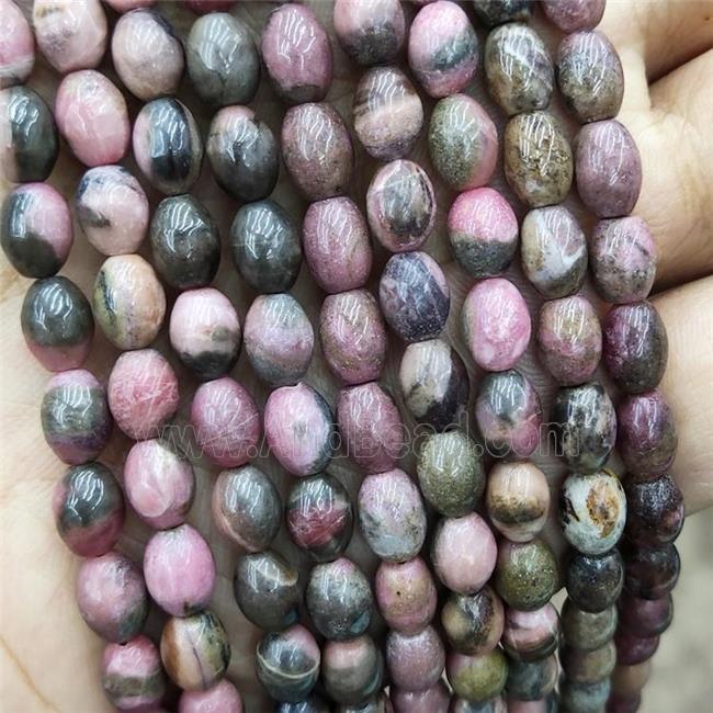 Natural Chinese Rhodonite Rice Beads Pink Barrel