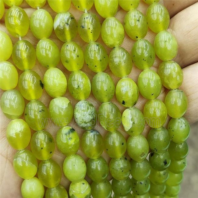Natural Koren Jadeite Rice Beads Green Barrel