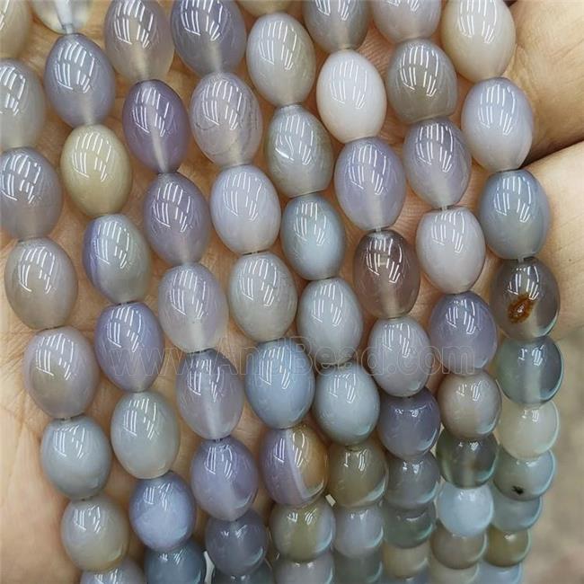Natural Gray Agate Rice Beads Barrel