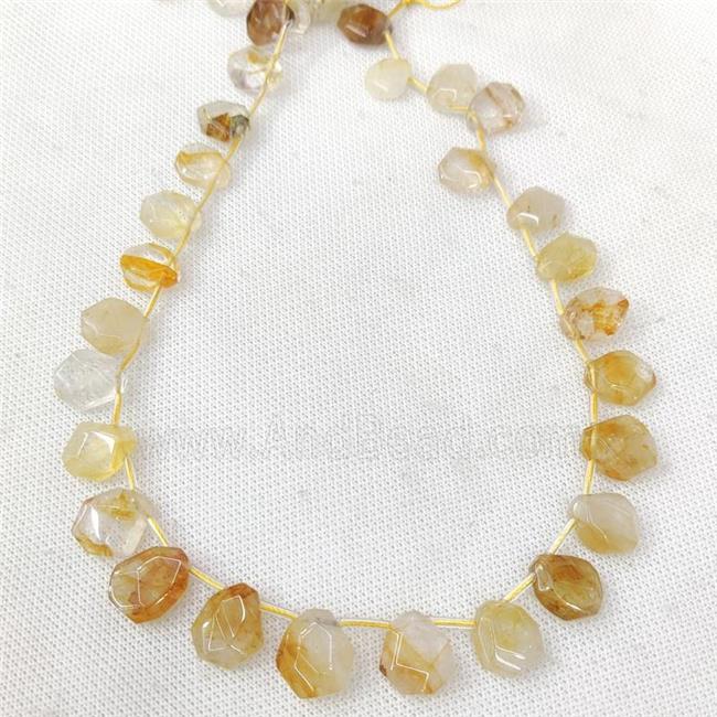 Natural Yellow Hematoid Quartz Teardrop Beads Topdrilled