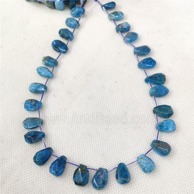 Natural Apatite Beads Blue Faceted Teardrop Topdrilled