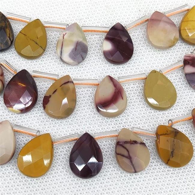 Natural Mookaite Beads Multicolor Faceted Teardrop Topdrilled