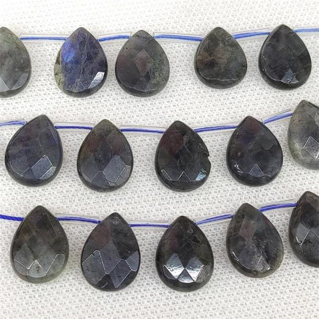 Natural Labradorite Beads Faceted Teardrop Topdrilled