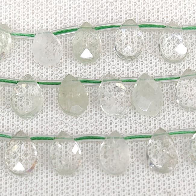Natural Green Quartz Beads Faceted Teardrop Topdrilled