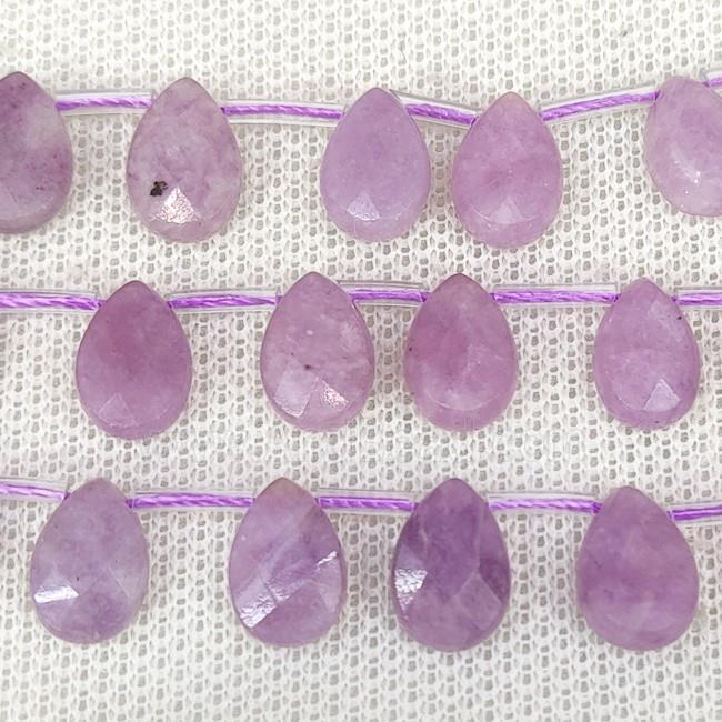 Natural Lepidolite Beads Purple Faceted Teardrop Topdrilled