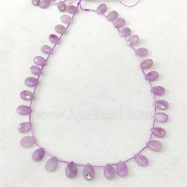 Natural Lepidolite Beads Purple Faceted Teardrop Topdrilled