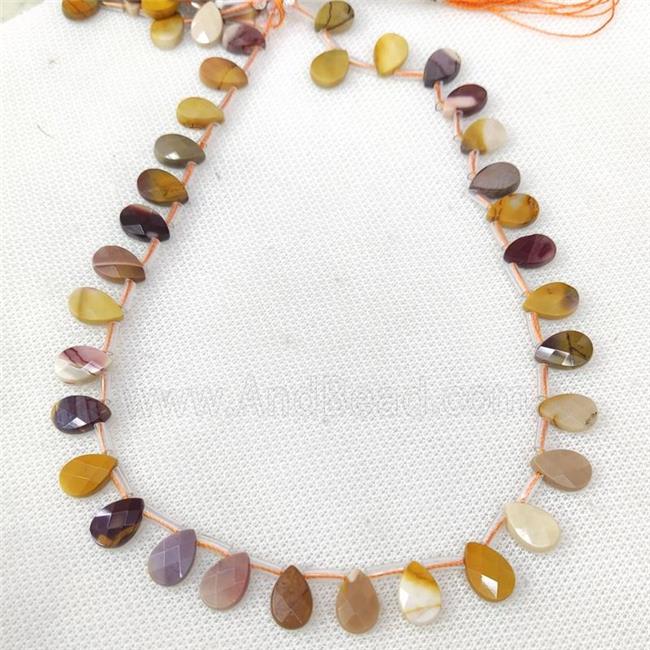 Natural Mookaite Beads Multicolor Faceted Teardrop Topdrilled