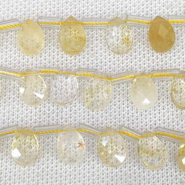 Natural Citrine Beads Yellow Faceted Teardrop Topdrilled