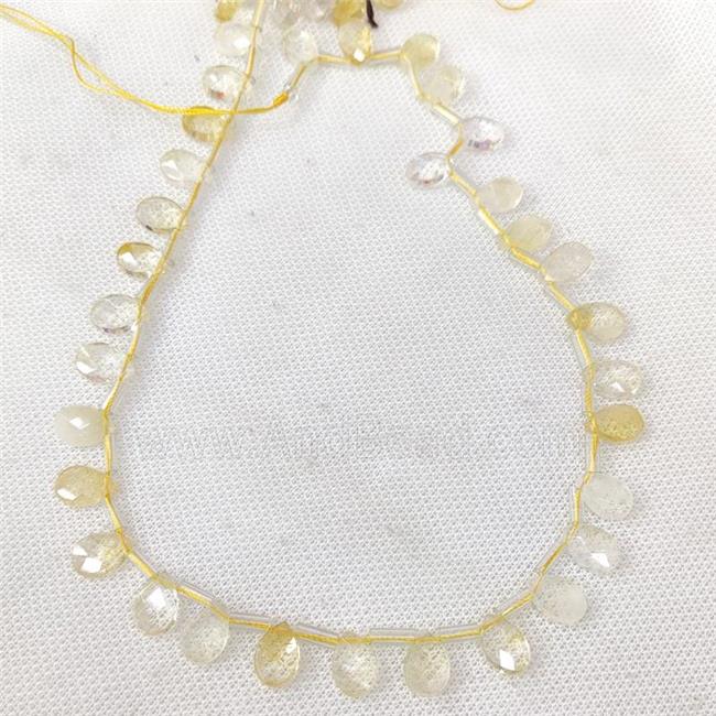 Natural Citrine Beads Yellow Faceted Teardrop Topdrilled