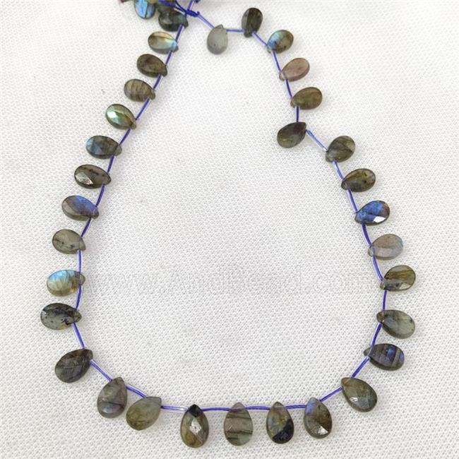 Natural Labradorite Beads A-Grade Faceted Teardrop Topdrilled