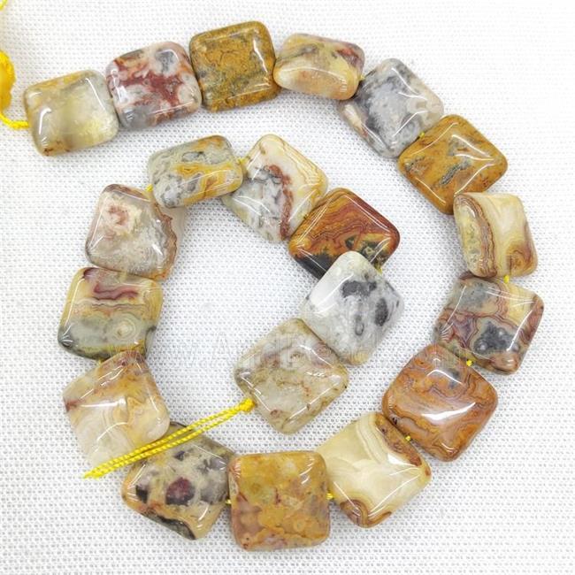 Natural Crazy Lace Agate Beads Square Yellow